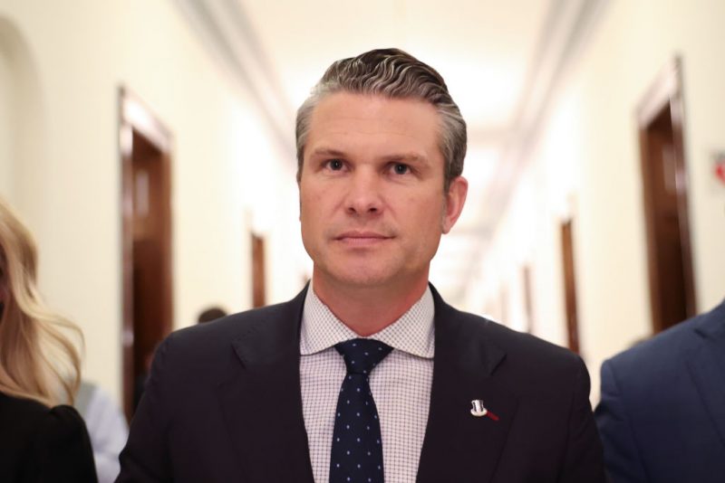 WASHINGTON, DC - DECEMBER 04: U.S. President-elect Donald Trump's nominee to be Secretary of Defense Pete Hegseth arrives for a meeting with U.S. Sen. Joni Ernst (R-IA) at the U.S. Capitol on December 4, 2024 in Washington, DC. Hegseth continues to meet with Senate Republicans on Capitol Hill as new allegations of alcohol abuse and sexual misconduct have emerged. (Photo by Kevin Dietsch/Getty Images)