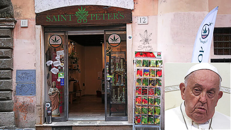 Satire News: Pope Francis Decries Legal Head Shops Overrunning Vatican