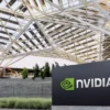 The logo of NVIDIA as seen at its corporate headquarters in Santa Clara, California, in May of 2022. Courtesy NVIDIA/Handout via REUTERS /File Photo