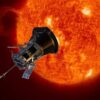 An artist’s conception of the Parker Solar Probe as it hurtles through the Sun’s atmosphere.