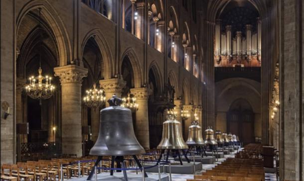 New bells awaiting installation at the Cathedral Notre-Dame de Paris in 2013.