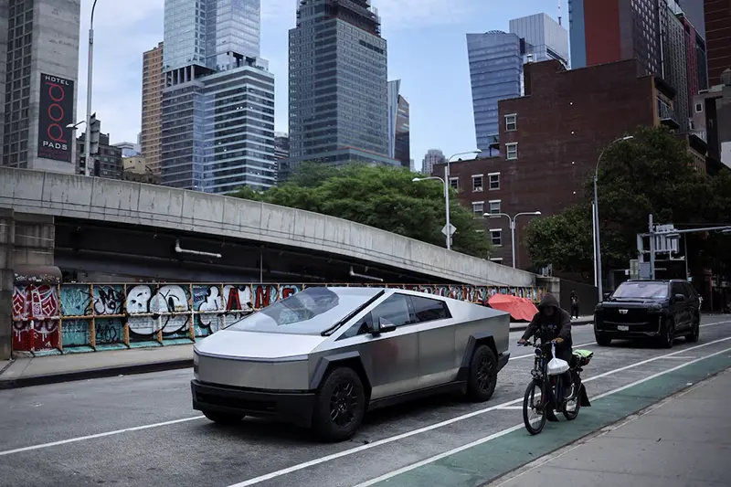 A Tesla Cybertruck is pictured parked in the Manhattan borough of New York City, U.S. June 23, 2024. REUTERS/Agustin Marcarian/File Photo