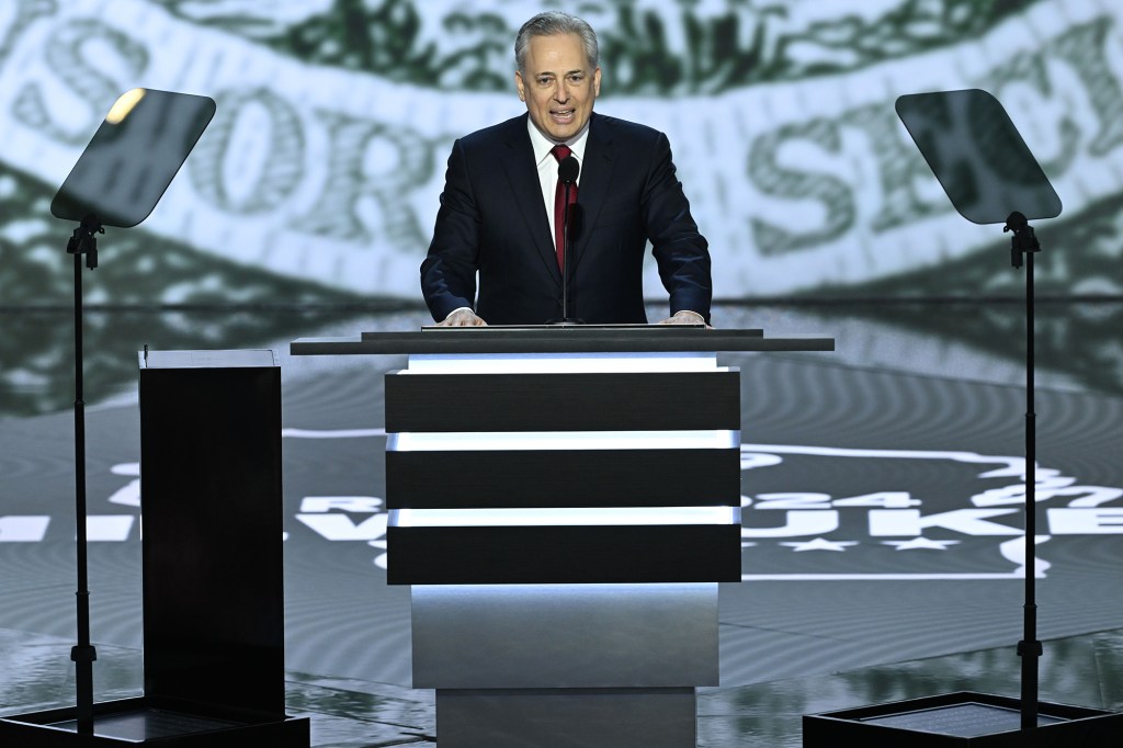 David Sacks, former CEO of Yammer, speaks on stage during Day 1 of the Republican National Convention on July 15, 2024 in Milwaukee, WI.