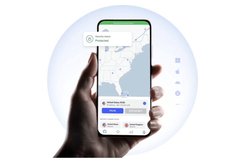 NordVPN on iphone screen