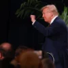 DORAL, FLORIDA - JANUARY 27: U.S. President Donald Trump leaves after addressing the 2025 Republican Issues Conference at the Trump National Doral Miami on January 27, 2025 in Doral, Florida. The three-day planning session was expected to lay out Trump's ambitious legislative agenda. (Photo by Joe Raedle/Getty Images)