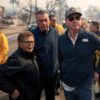 California Governor Gavin Newsom and Los Angeles Mayor Karen Bass tour the downtown business district of Pacific Palisades as the Palisades Fire continues to burn on January 8, 2025 in Los Angeles, California.