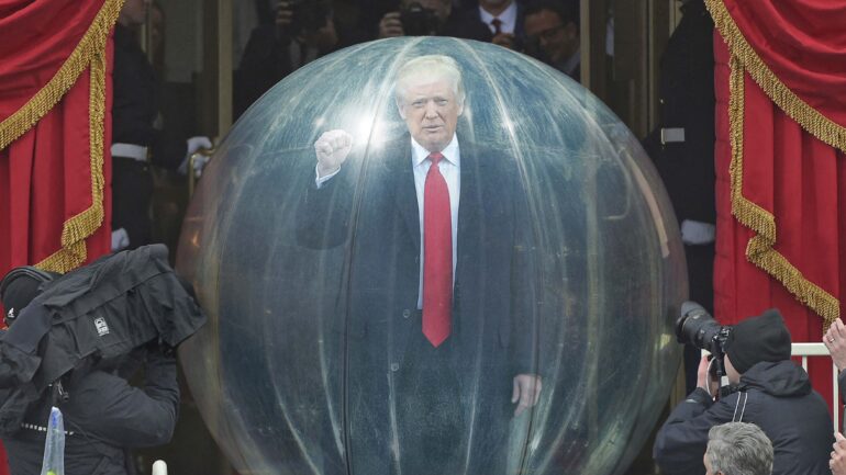 Satire News: Trump Rolls Onto Capitol Steps In Bulletproof Sphere