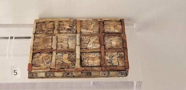 Well-preserved ancient game board from Ur (Iraq), from 2450 BCE, on display at the Penn Museum in Philadelphia.