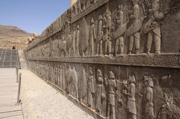 Sogdian merchants on a relief from Persepolis, Iran.