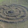 Megalithic stone circles of Rujm el-Hiri in the Golan Heights of Israel, constructed during the Early Bronze Age.