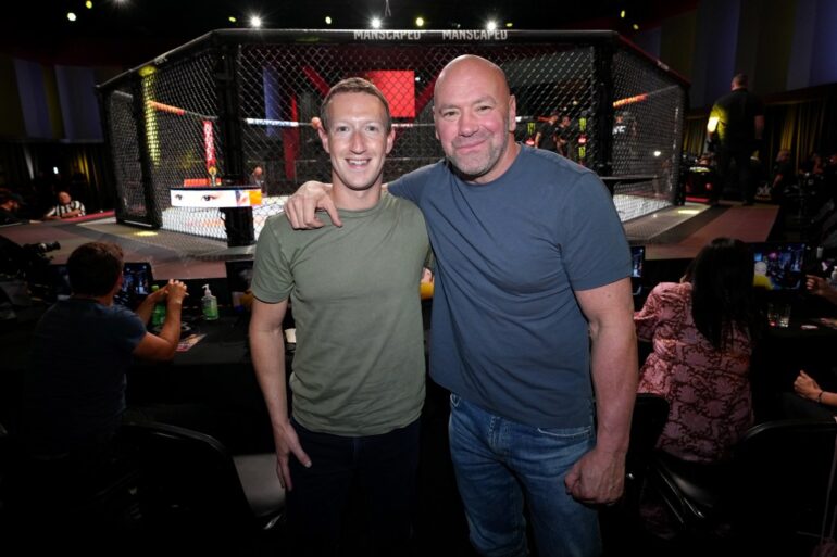 Dana White and CEO Mark Zuckerberg in 2022.