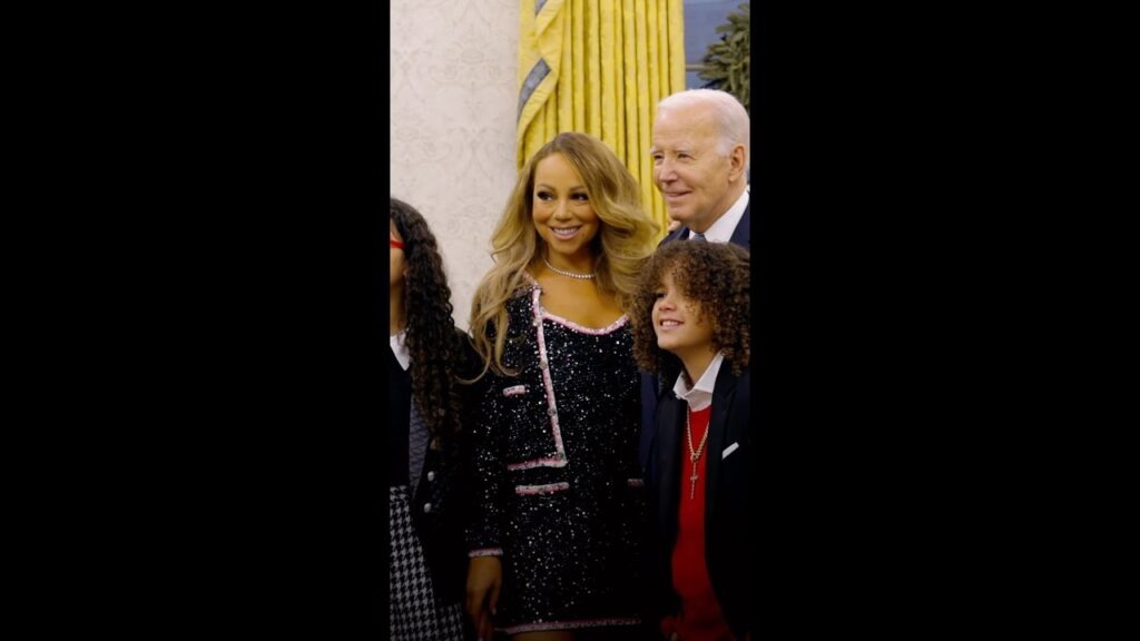 Mariah Carey is welcomed to the White House during the Christmas season 2023.