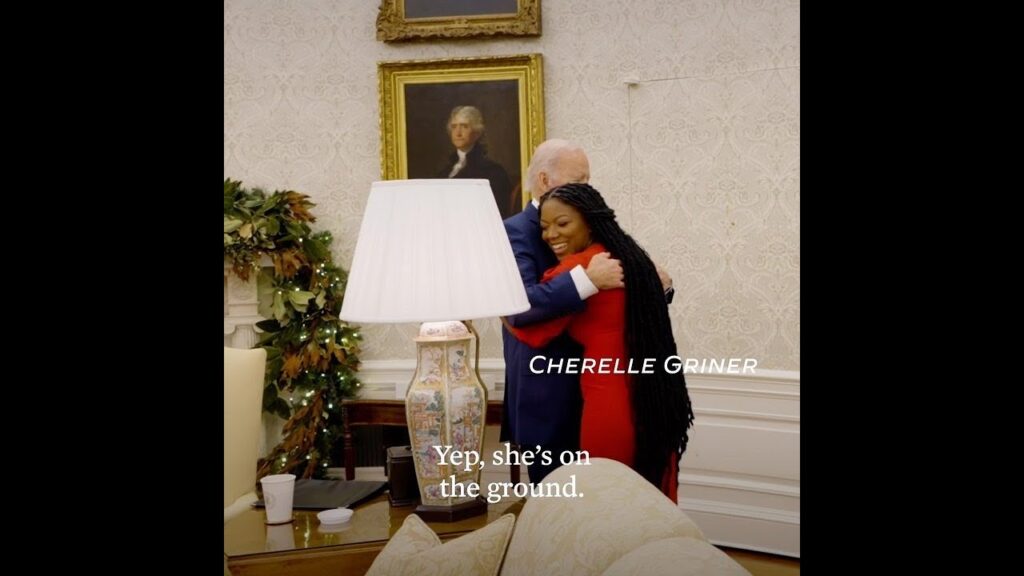 President Biden meets with Brittney Griner's family after her release in December 2022.