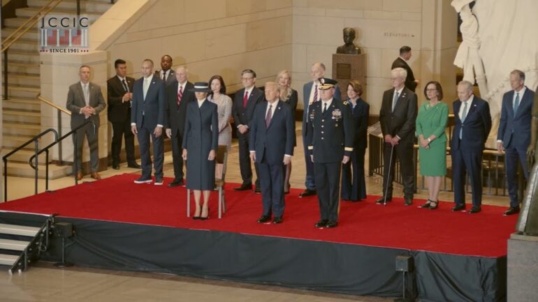 President Trump and the First Lady Attend a Pass In Review Ceremony