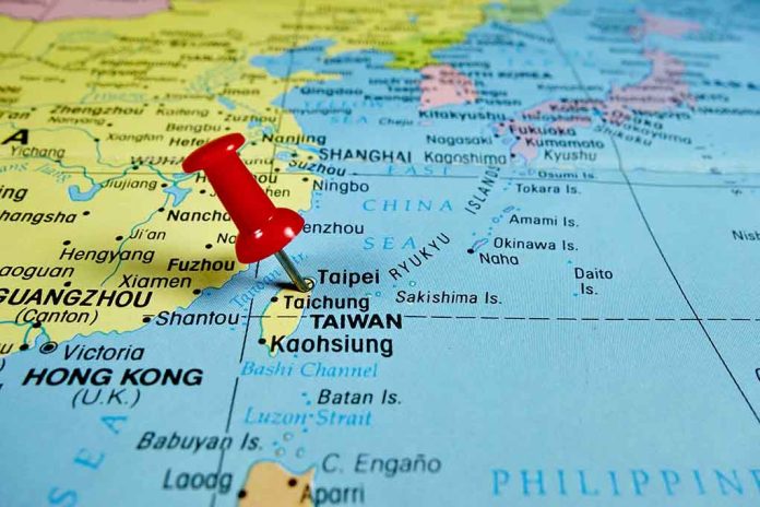 Red pushpin on map of Taiwan.