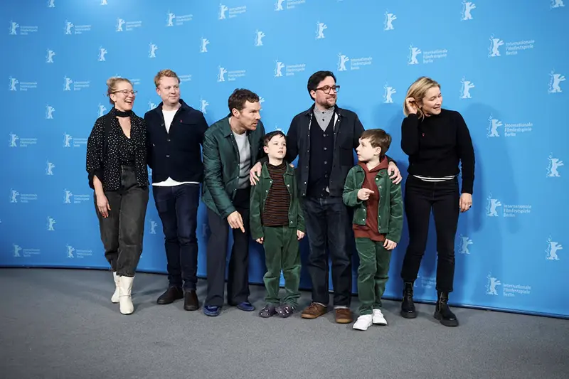 Director Dylan Southern, cast members Benedict Cumberbatch, Richard Boxall and Henry Boxall attend a photocall to promote the film 'The Thing with Feathers' at the 75th Berlinale International Film Festival in Berlin, Germany February 18, 2025. REUTERS/Liesa Johannssen