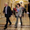 WASHINGTON, DC - FEBRUARY 20: Senate Budget Committee Chairman Lindsey Graham (R-SC) (L) and Sen. Susan Collins (R-ME) moves between meetings at the U.S. Capitol on February 20, 2025 in Washington, DC. The Senate is set to begin a marathon vote on a large number of amendments, called a "Vote-A-Rama," that will be attached Graham's proposed budget. “The president prefers one big, beautiful bill — so do I,” Graham told reporters. “But you always need a Plan B around here.” (Photo by Chip Somodevilla/Getty Images)