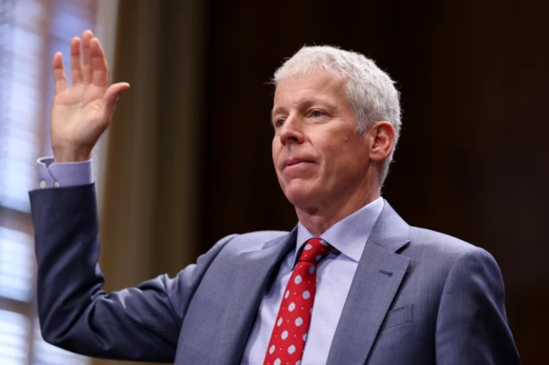 U.S. President-elect Donald Trump's nominee for Secretary of Energy Chris Wright is sworn in during his Senate Energy and Natural Resources confirmation hearing on Capitol Hill on January 15, 2025 in Washington, DC. Wright is a U.S. engineer and entrepreneur serving as the CEO of Liberty Energy, which is the second-largest hydraulic fracturing, or fracking, company in North America. (Photo by Kayla Bartkowski/Getty Images)