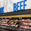 Meat section with packaged pork and beef products