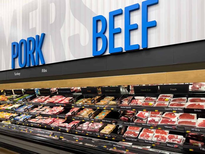 Meat section with packaged pork and beef products