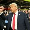 US President Donald Trump visits the field before the start of Super Bowl LIX between the Kansas City Chiefs and the Philadelphia Eagles at Caesars Superdome in New Orleans, Louisiana, February 9, 2025. (Photo by ROBERTO SCHMIDT / AFP) (Photo by ROBERTO SCHMIDT/AFP via Getty Images)