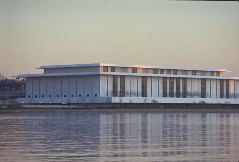 Exterior of the Kennedy Center on the Potomac River, Washington, D.C., undated. (Photo by Hulton Archive/Getty Images)