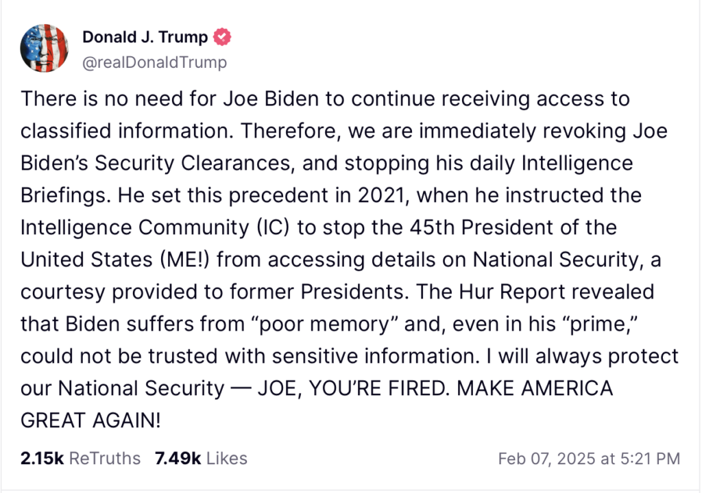 “YOU’RE FIRED!” President Trump FULLY REVOKES Joe Biden’s Security Clearances! * 100PercentFedUp.com * by Noah