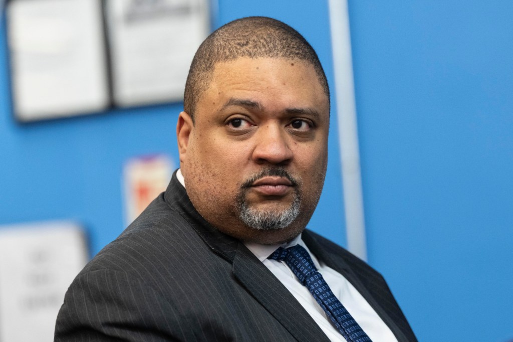 Manhattan District Attorney Alvin Bragg attends National Action Network's Martin Luther King Jr. Day Policy Forum organized by Reverend Al Sharpton at NAN Headquarters in New York on January 18, 2025.