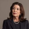 Gov. Kathy Hochul speaks during the press briefing with Attorney General Letitia James at the Governor's office discussing the impacts of the 2024 Presidential Election after President Donald Trump's landslide victory.