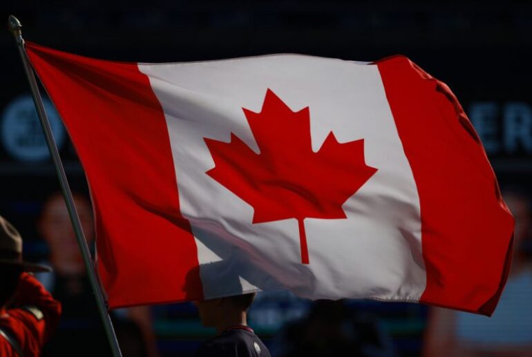 TORONTO, ON - AUGUST 12: A Canada flag flies prior to the the women's singles final between Jessica Pegula of the United States and Amanda Anisimova of the United States on the final day of the National Bank Open, part of the Hologic WTA Tour at Sobeys Stadium on August 12, 2024 in Toronto, Ontario, Canada. (Photo by Vaughn Ridley/Getty Images)