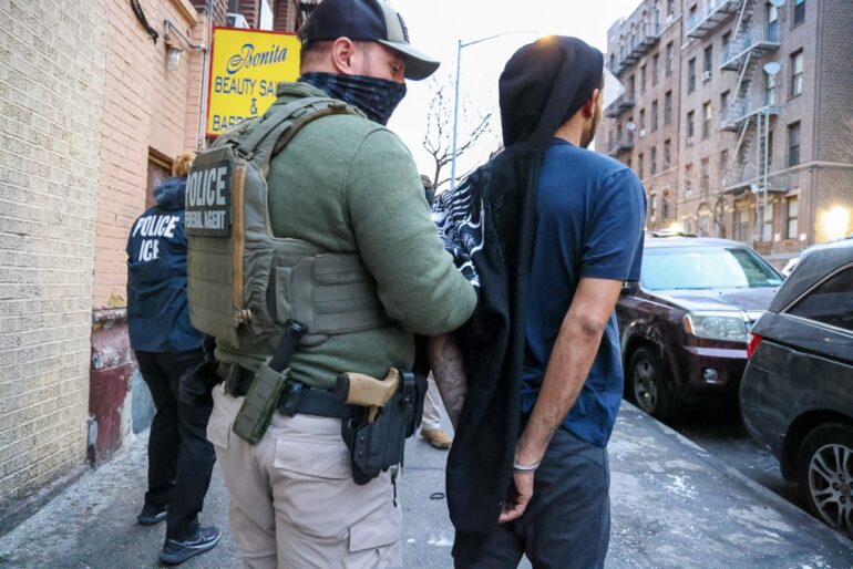 U.S. Immigration and Customs Enforcement Fugitive Operations Team conducting targeted enforcement operations in New York City on January 28, 2025.