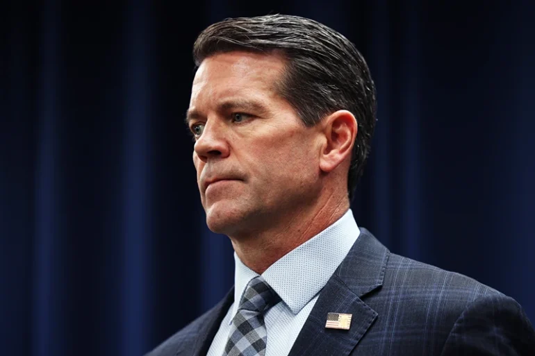 James Dennehy, assistant director in charge of the FBI’s New York Field Office, attends a press conference at the US Attorney's office on October 22, 2024 in New York City. Breon Peace, US Attorney for the Eastern District of New York, announced the arrest of former Abercrombie & Fitch CEO Mike Jeffries, his partner Matt Smith and a third man, Jim Jacobson, and unsealed a 16-count indictment for sex trafficking and interstate prostitution. The investigation began in January after alleged victims filed a civil lawsuit a year ago. (Photo by Michael M. Santiago/Getty Images)