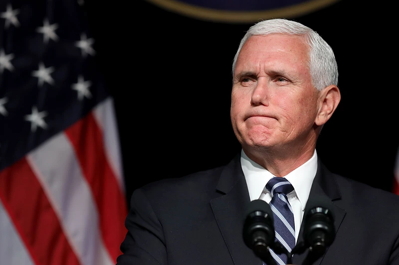 ARLINGTON, VA - AUGUST 09: U.S. Vice President Mike Pence announces the Trump Administration's plan to create the U.S. Space Force by 2020 during a speech at the Pentagon August 9, 2018 in Arlington, Virginia. Describing space as adversarial and crowded and citing threats from China and Russia, Pence said the new Space Force would be a separate, sixth branch of the military. (Photo by Chip Somodevilla/Getty Images)