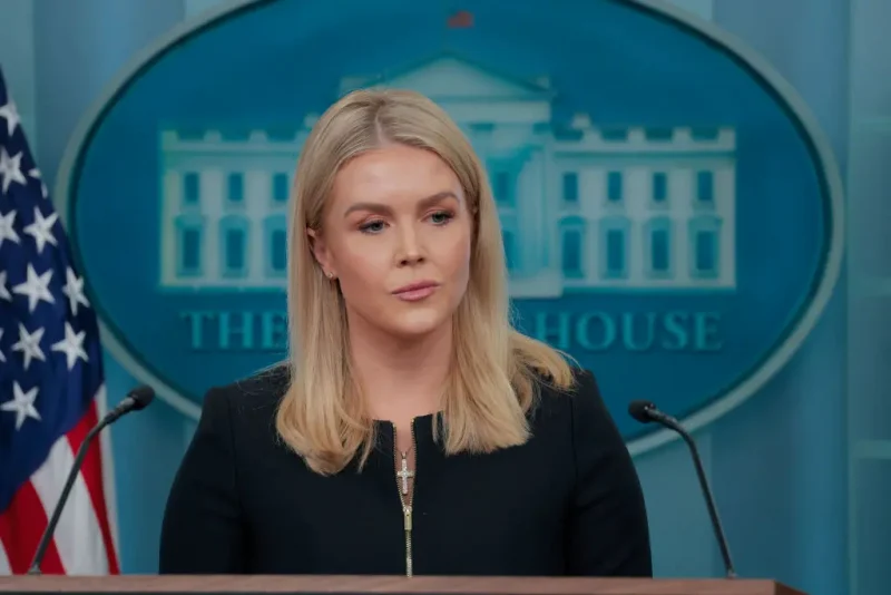 WASHINGTON, DC - MARCH 05: White House Press Secretary Karoline Leavitt speaks during the daily White House press briefing at the James Brady Press Briefing Room of the White House on March 05, 2025 in Washington, DC. During the briefing, Leavitt spoke about points made in the U.S. President Donald Trump's joint address to Congress and about the president's administration imposed tariffs on Canada and Mexico. (Photo by Anna Moneymaker/Getty Images)