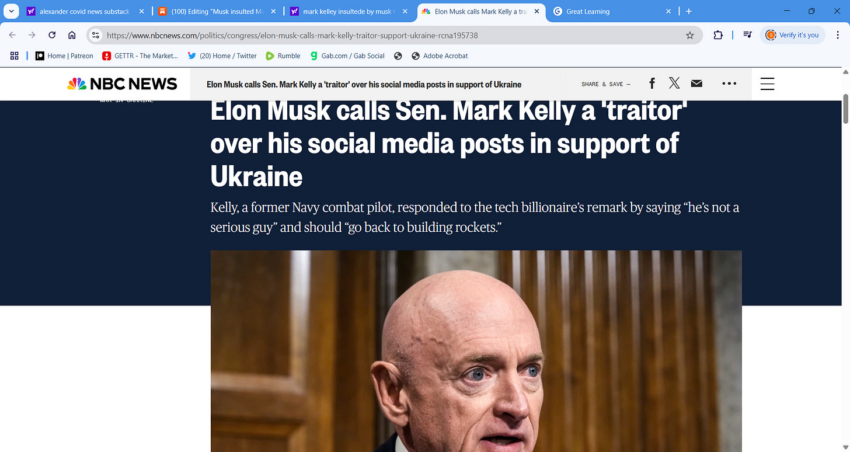 Politics: Elon Musk Insulted Senator Mark Kelly Calling Him A