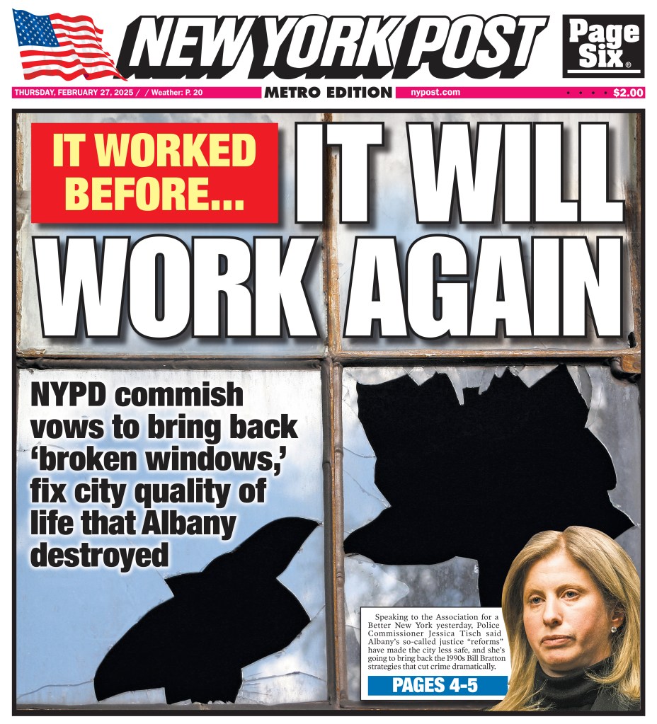 New York Post front cover on Feb. 27, 2025.