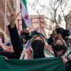 Muslims and others demonstrate outside the main campus of Columbia University to denounce the immigration arrest of Mahmoud Khalil, a pro-Palestinian activist who helped lead protests against Israel at the university, in New York City, U.S., March 14, 2025.