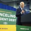 President Joe Biden speaks about student loan debt at Madison College, in Madison, Wisconsin, April 8, 2024.