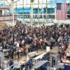 Airplane passengers lining up for TSA security screenings at Denver International Airport on June 20, 2019
