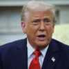 President Donald Trump speaks he meets with President Nayib Bukele of El Salvador in the Oval Office of the White House on April 14, 2025 in Washington, DC.