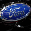 Ford logo is pictured at the 2019 Frankfurt Motor Show (IAA) in Frankfurt, Germany September 10, 2019. REUTERS/Wolfgang Rattay/File Photo