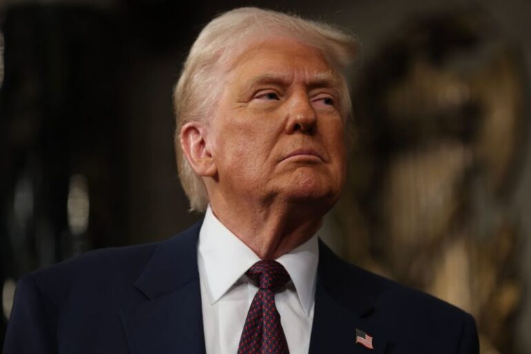 WASHINGTON, DC - MARCH 04: U.S. President Donald Trump addresses a joint session of Congress at the U.S. Capitol on March 04, 2025 in Washington, DC. President Trump was expected to address Congress on his early achievements of his presidency and his upcoming legislative agenda. (Photo by Win McNamee/Getty Images)