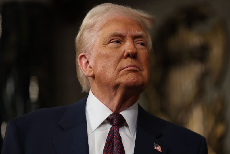 WASHINGTON, DC - MARCH 04: U.S. President Donald Trump addresses a joint session of Congress at the U.S. Capitol on March 04, 2025 in Washington, DC. President Trump was expected to address Congress on his early achievements of his presidency and his upcoming legislative agenda. (Photo by Win McNamee/Getty Images)