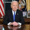 Then-President Biden delivering a farewell address in the Oval Office on Jan. 15, 2025.