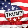 Button with Trump on American flag
