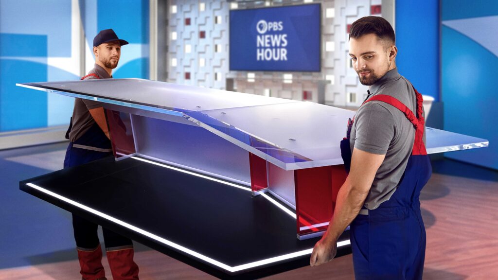 Satire news: pbs newshour interrupted by repo men seizing desk