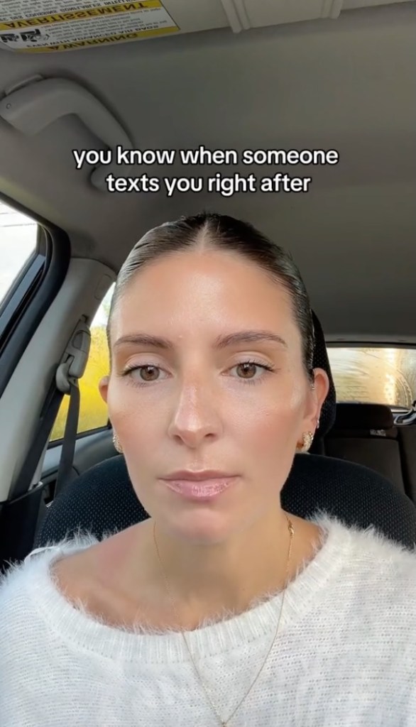 “You know when someone texts you right after you get home from hanging out with them and they say like, ‘I had a great time, so nice to see you’? What a gift from God,” celebrated TikTok user @carlabezanson (above).