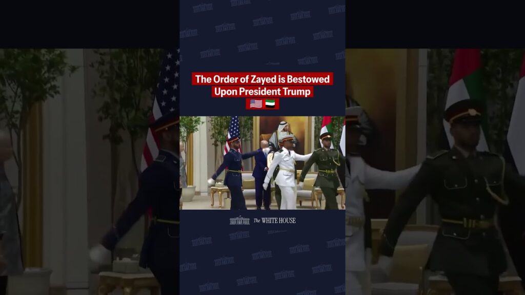 His Highness Sheikh Mohammed bin Zayed Al Nahyan bestows the Order of Zayed upon President Trump