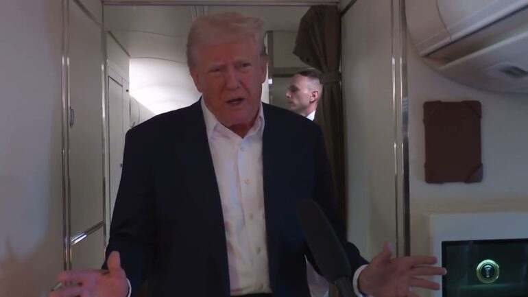 President Trump Gaggles with the Press on Air Force One, May 04, 2025