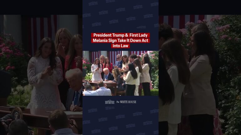 President Trump and First Lady Melania sign the Take It Down Act into law in the Rose Garden